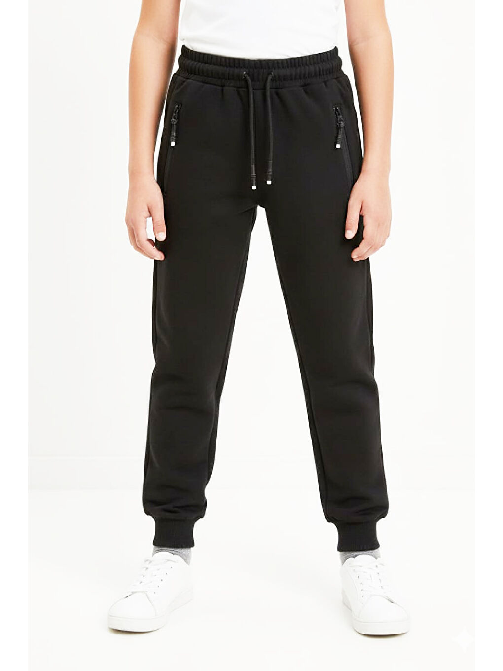 Siyah Erkek Çocuk Eşofman Alt-2 İplik-Fermuar Cepli-6-14 Yaş 12454