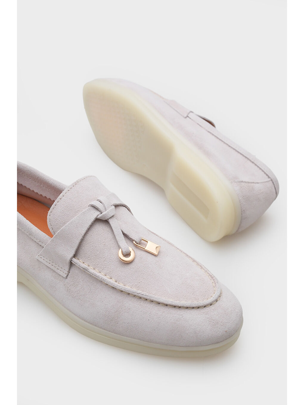 Bej Vikki Hakiki Deri Kadın Loafer-4