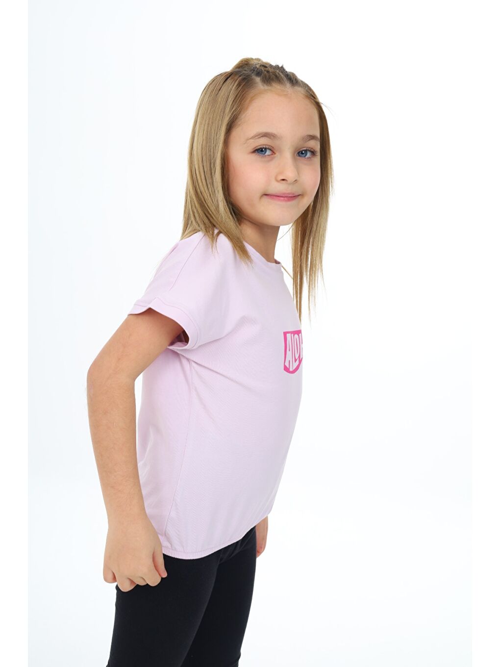 Lila Kız Çocuk Baskılı Tişört-1