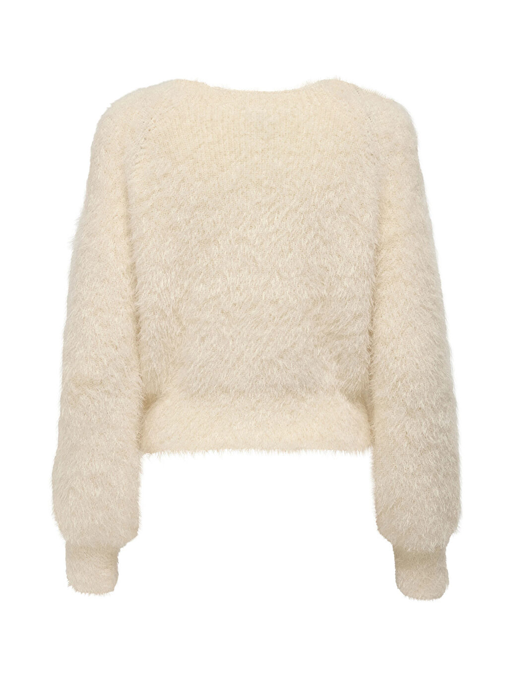 Ekru Onllulu Regular Fit Bisiklet Yaka Örme Kazak 15350650-1