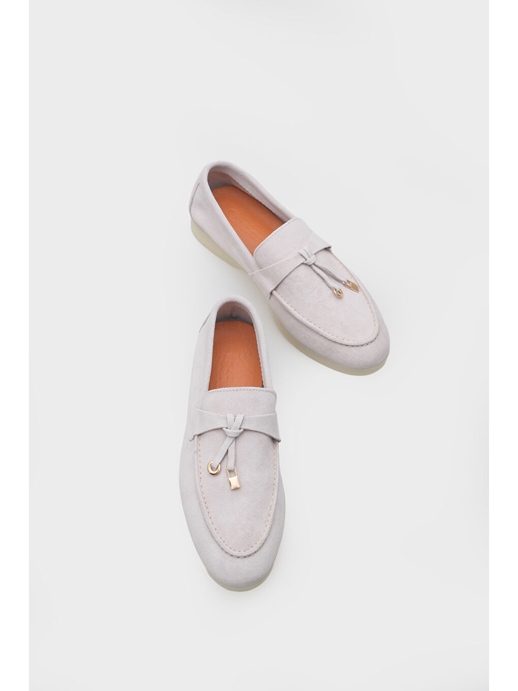 Bej Vikki Hakiki Deri Kadın Loafer-6