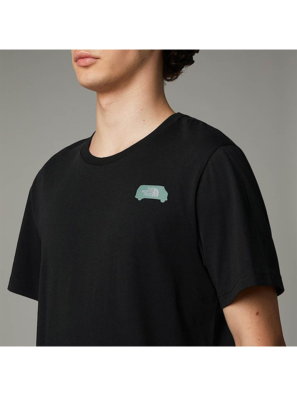 Outdoor Graphic Erkek Siyah Yuvarlak Yaka Spor Tişört-2