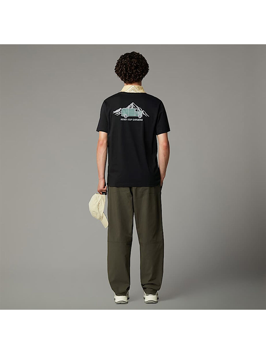 Outdoor Graphic Erkek Siyah Yuvarlak Yaka Spor Tişört-3