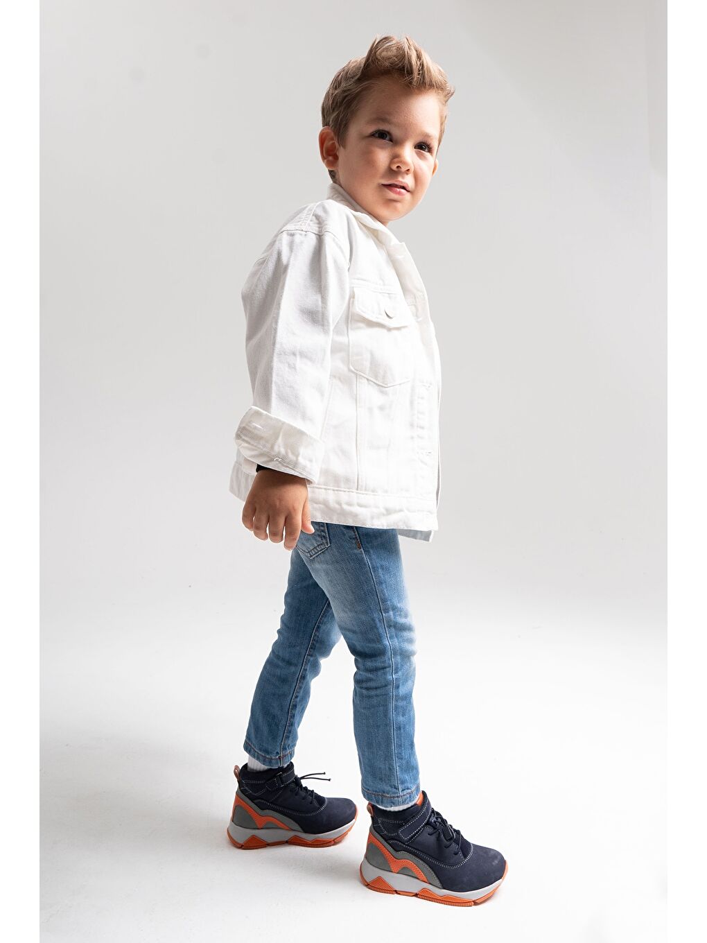 Erkek Çocuk Lacivert Hakiki Deri Suya Dayanıklı Anatomik Günlük Bot-1