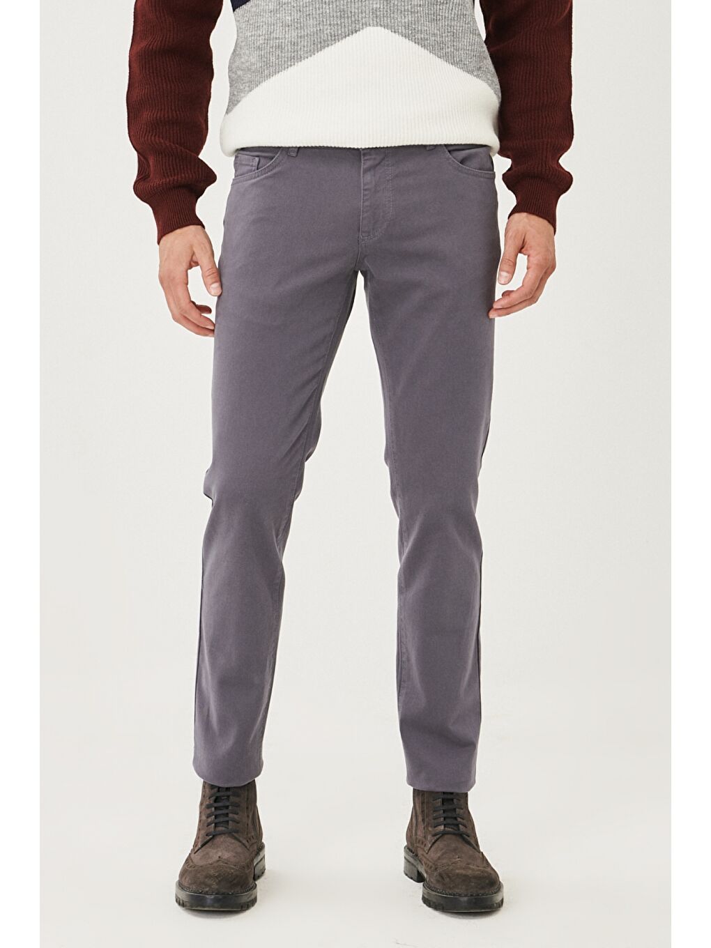 Erkek Antrasit Kanvas Slim Fit Dar Kesim 5 Cep Pantolon