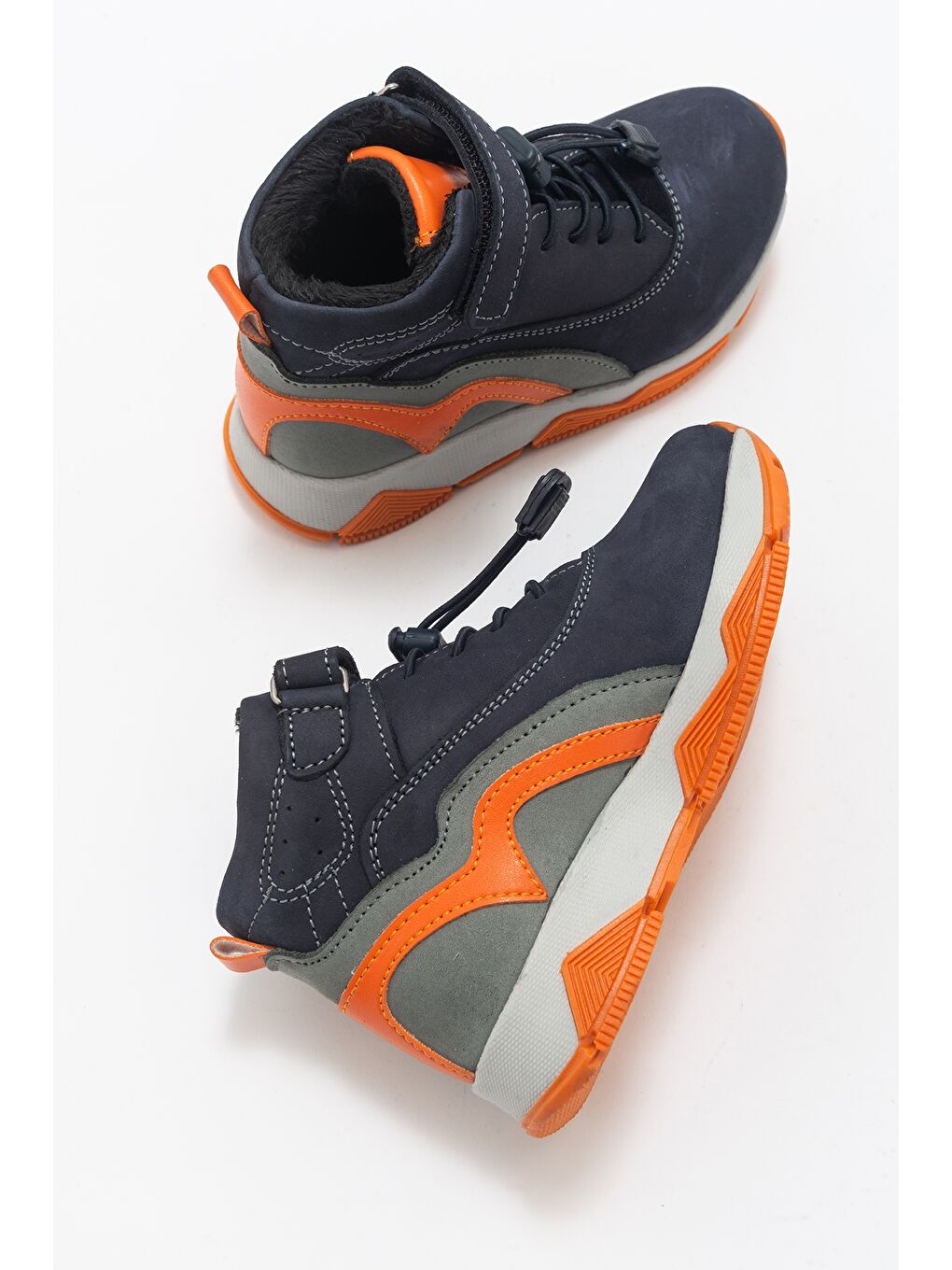 Erkek Çocuk Lacivert Hakiki Deri Suya Dayanıklı Anatomik Günlük Bot-3