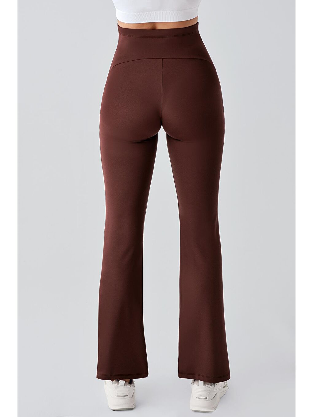 Kahverengi Biyeli İspanyol Paça Yüksek Bel Esnek Toparlayıcı Hamile Tayt T25-4