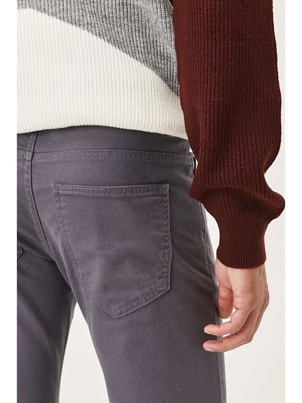 Erkek Antrasit Kanvas Slim Fit Dar Kesim 5 Cep Pantolon-3