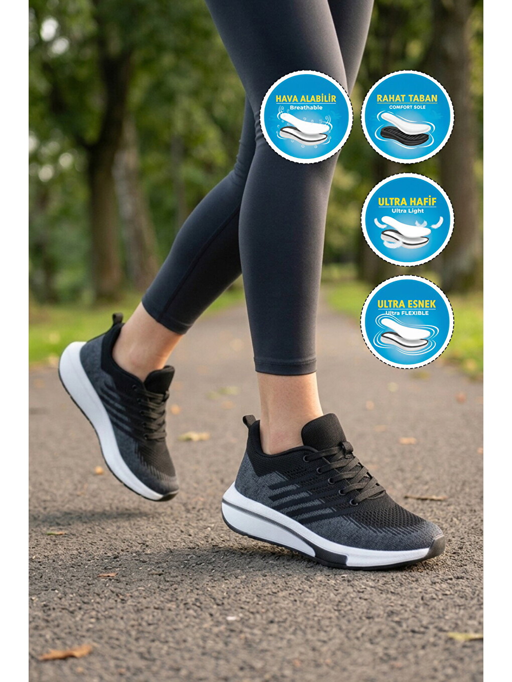Siyah-füme Fileli Hafif Esnek Unisex Spor Ayakkabı Molen 118 G-2