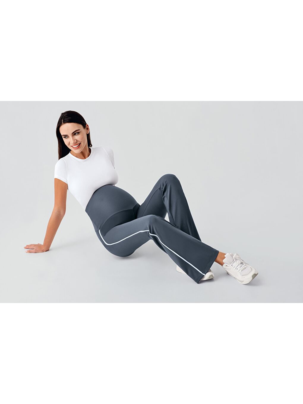 Antrasit Biyeli İspanyol Paça Yüksek Bel Esnek Toparlayıcı Hamile Tayt T25-1