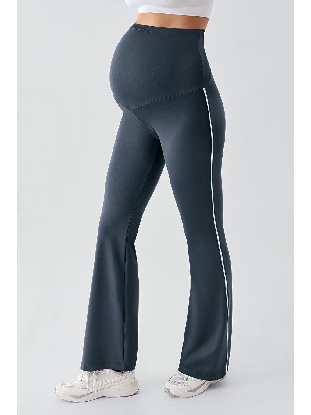 Antrasit Biyeli İspanyol Paça Yüksek Bel Esnek Toparlayıcı Hamile Tayt T25-2