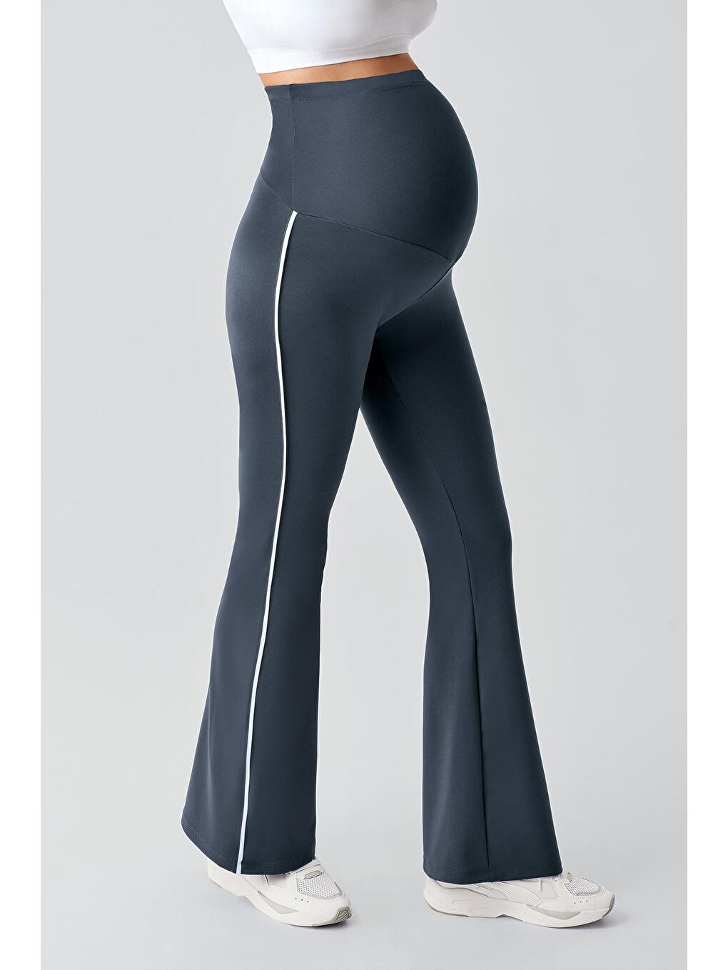 Antrasit Biyeli İspanyol Paça Yüksek Bel Esnek Toparlayıcı Hamile Tayt T25-3