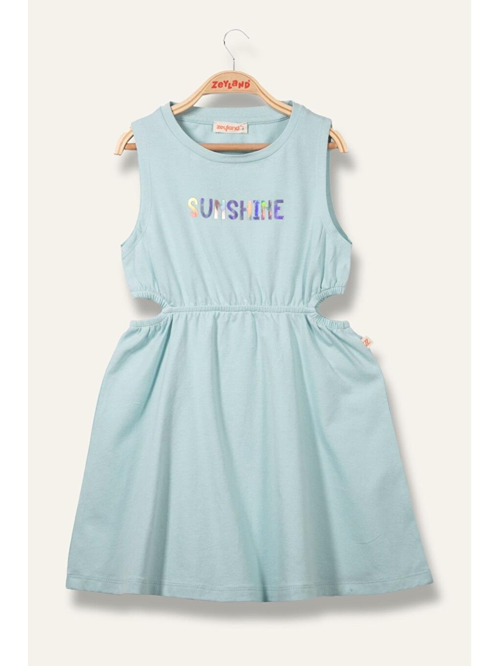 Yeşil Kız Çocuk Yazı Baskılı Elbise - Mint