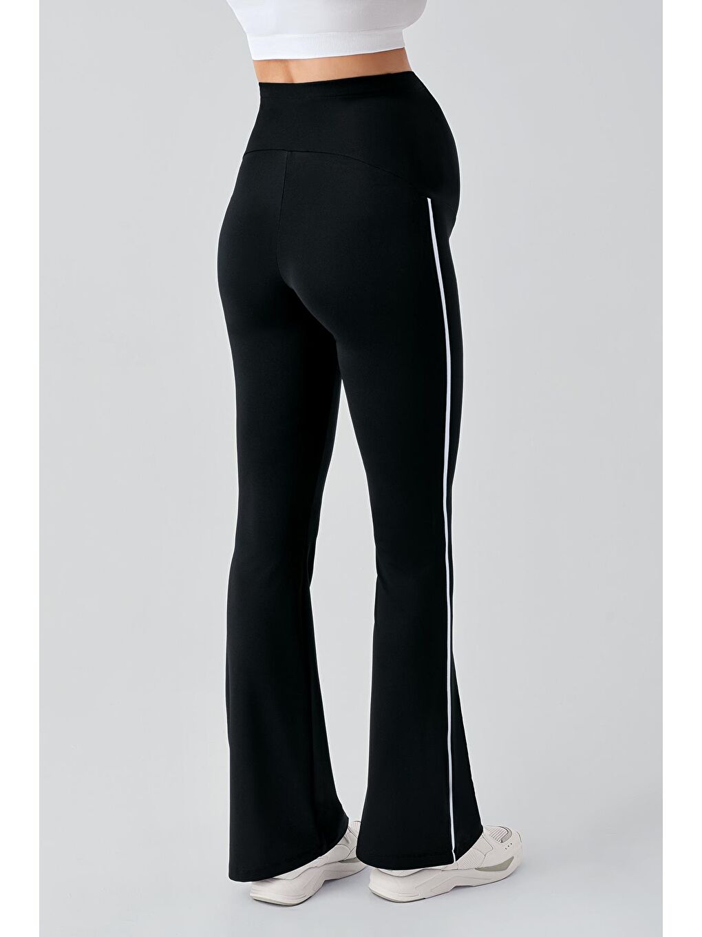 Siyah Biyeli İspanyol Paça Yüksek Bel Esnek Toparlayıcı Hamile Tayt T25-3