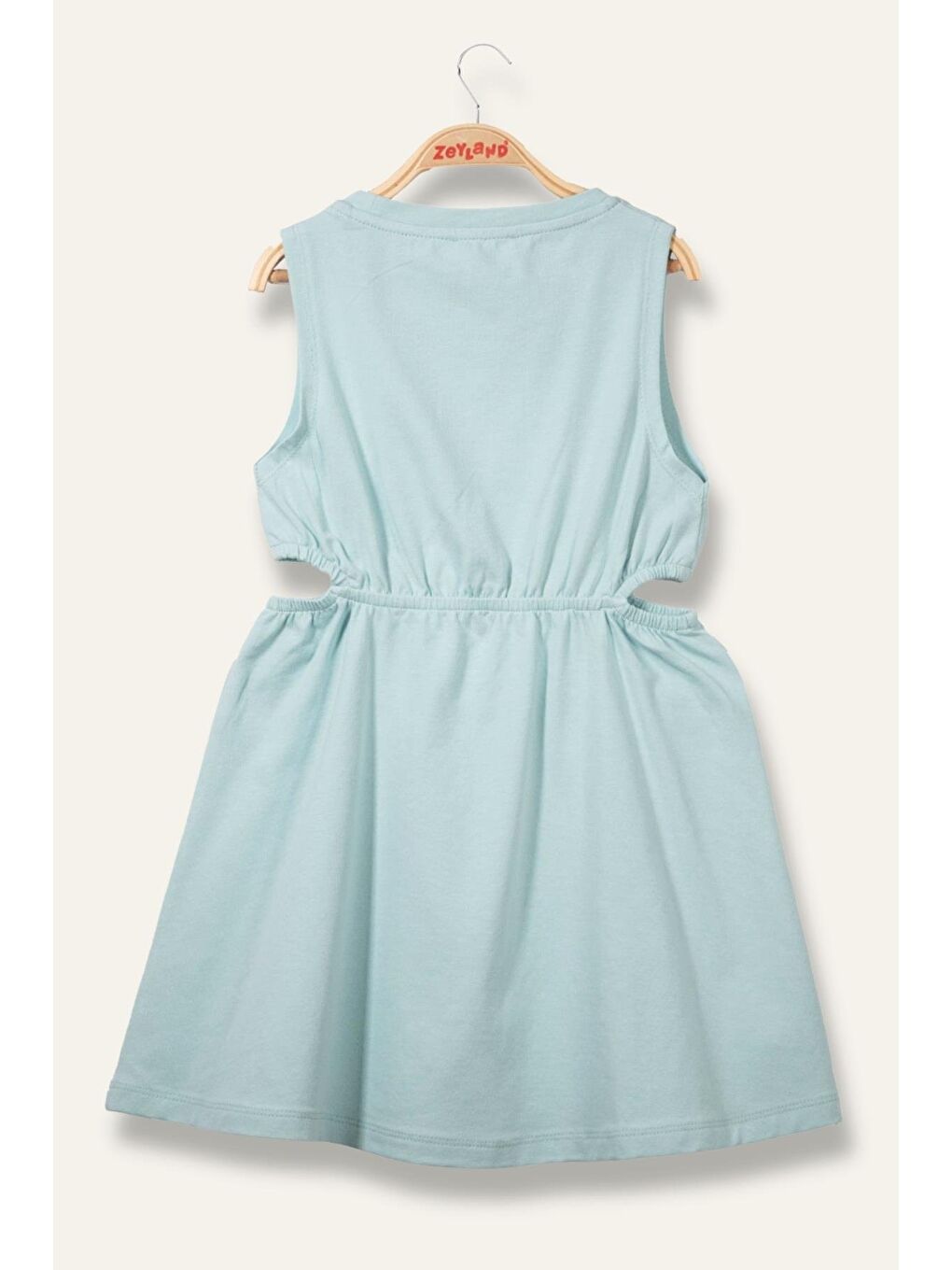 Yeşil Kız Çocuk Yazı Baskılı Elbise - Mint-1