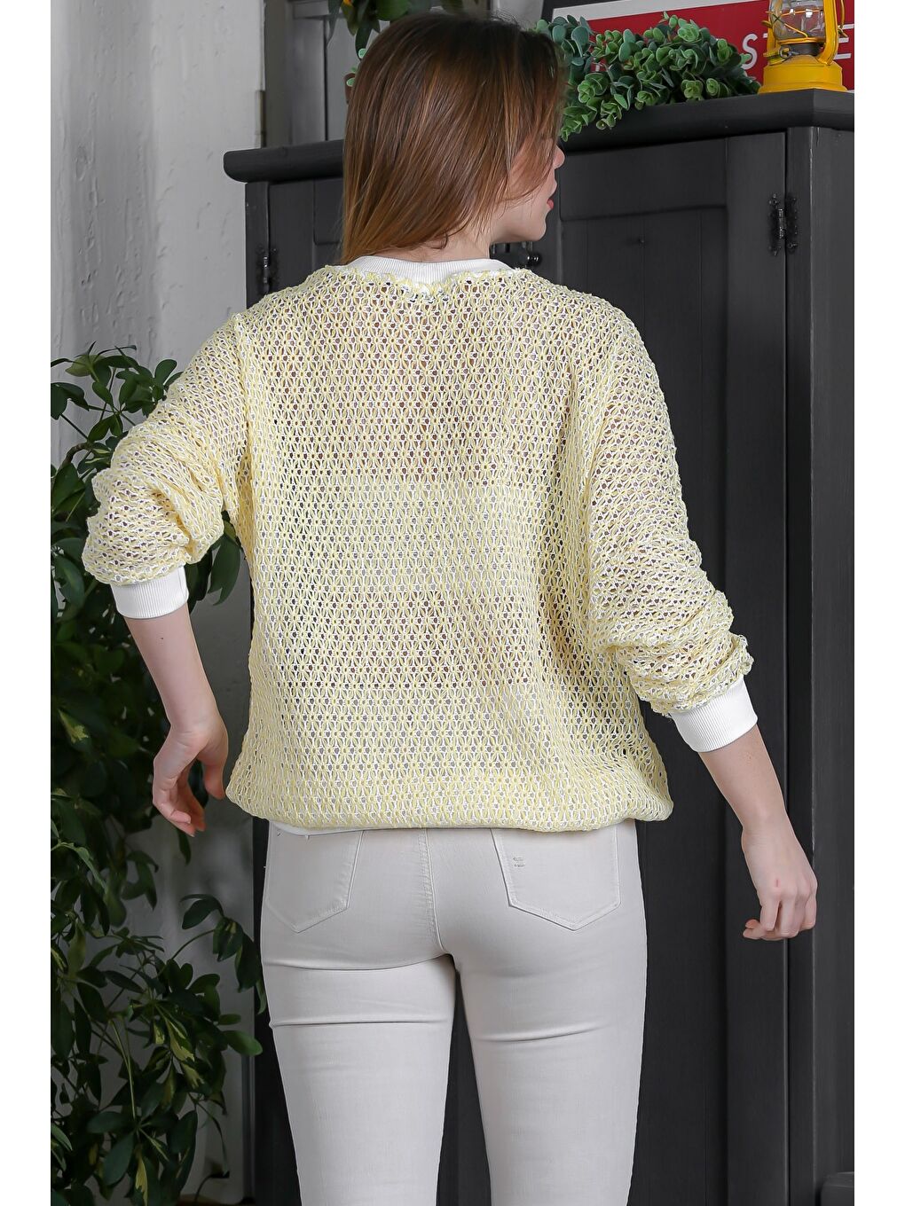 Soluk Sarı Bomber Yaka Manşetli Kollu Fermuarlı Cepli Casual Dokuma Ceket 70 65-4