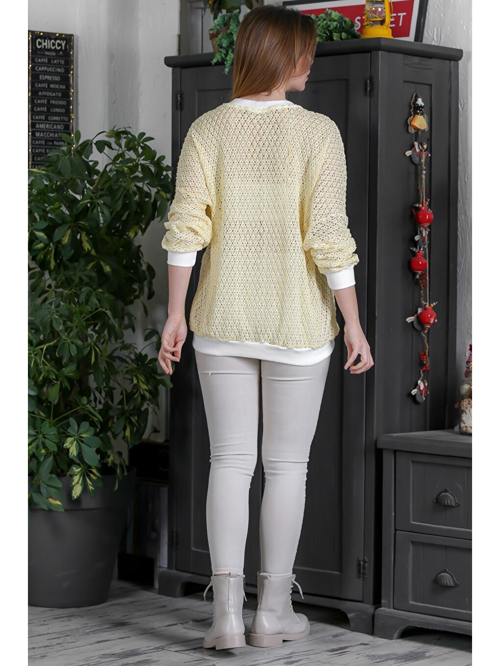 Soluk Sarı Bomber Yaka Manşetli Kollu Fermuarlı Cepli Casual Dokuma Ceket 70 65-7