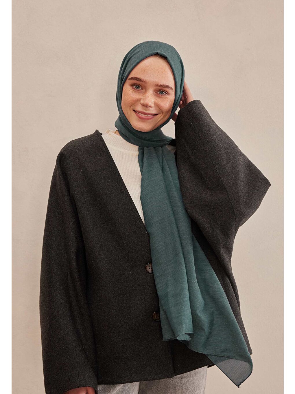 Cozy Pamuk Şal Derin Yeşil-2