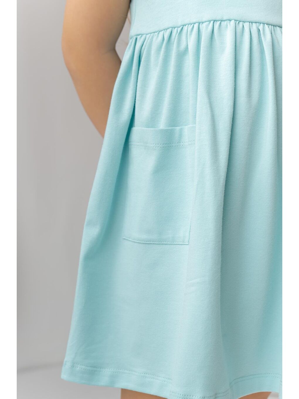 Yeşil Kız Çocuk Askılı Penye Elbise - Mint-2