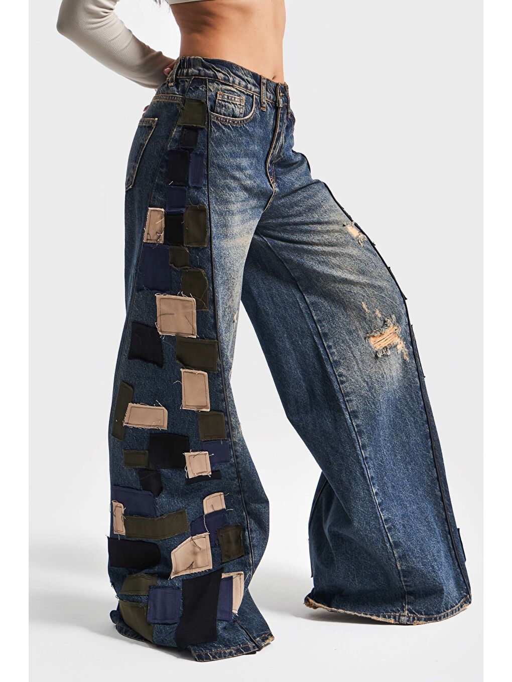 Mavi Kadın T Jean Rengi Palazzo Fit Özel Tasarım Denim