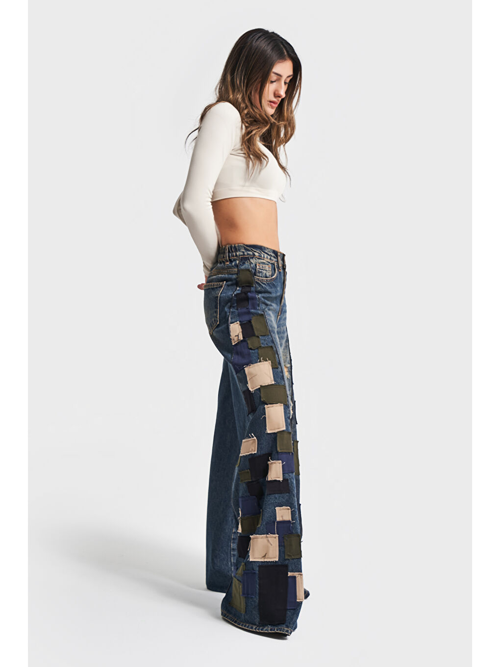 Mavi Kadın T Jean Rengi Palazzo Fit Özel Tasarım Denim-1