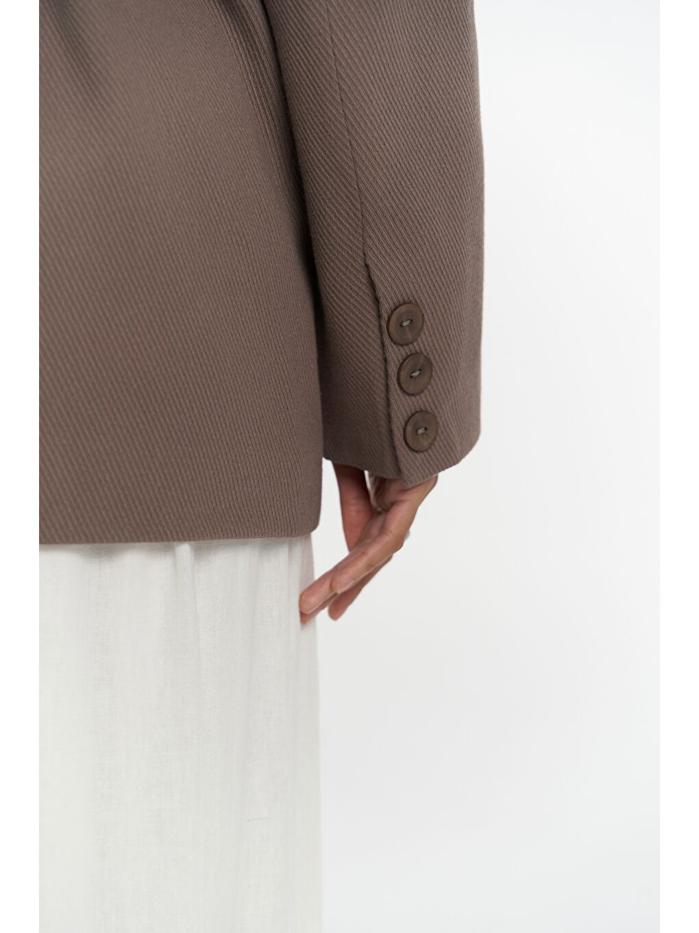 Kahverengi Solara Arkası Düğmeli Mocha Blazer-7