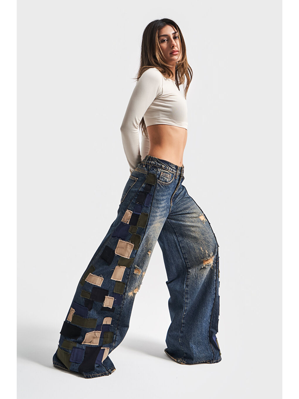 Mavi Kadın T Jean Rengi Palazzo Fit Özel Tasarım Denim-3