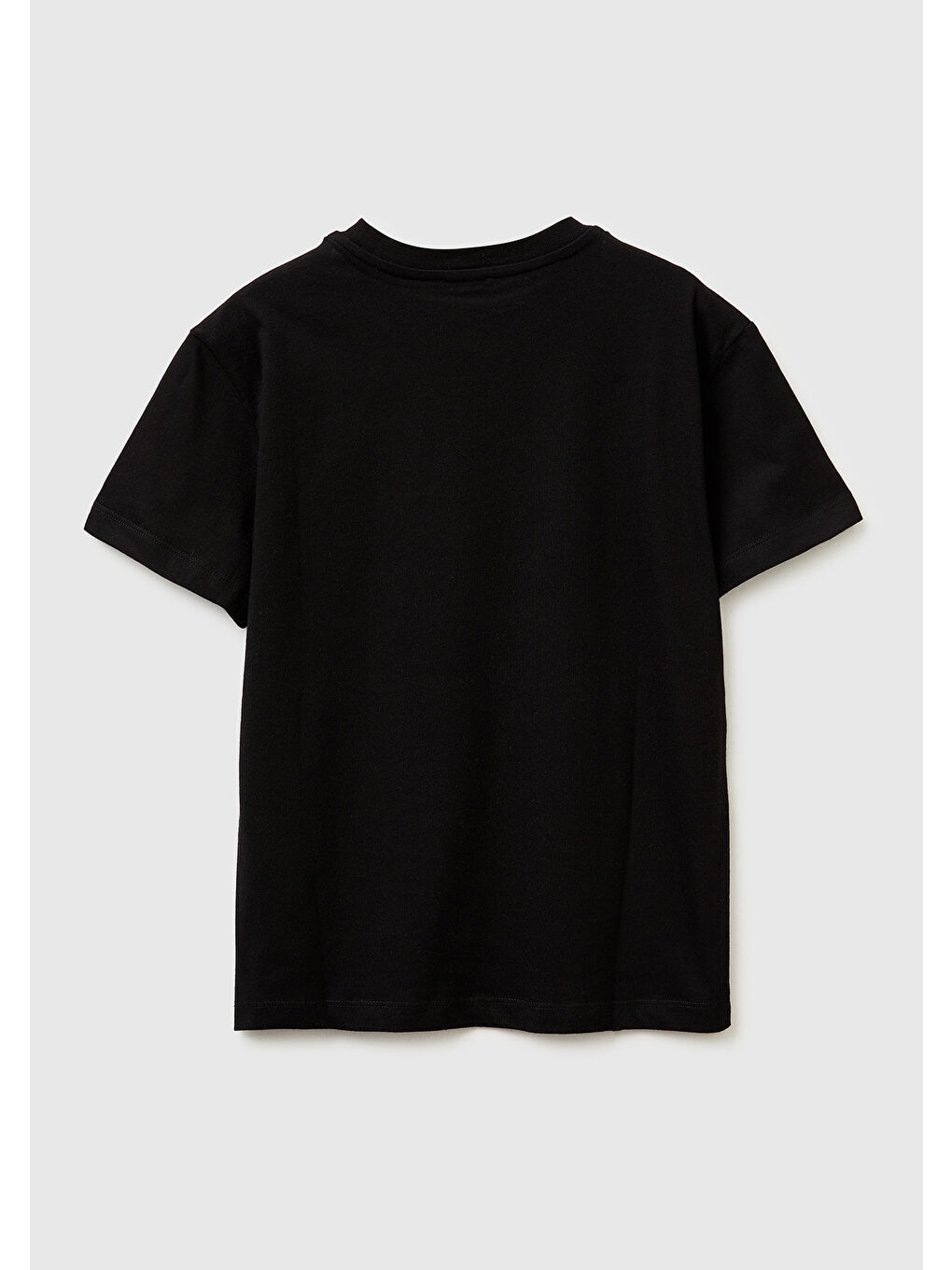 Erkek Çocuk Siyah Önü Logo Baskılı Bisiklet Yaka T-Shirt-1