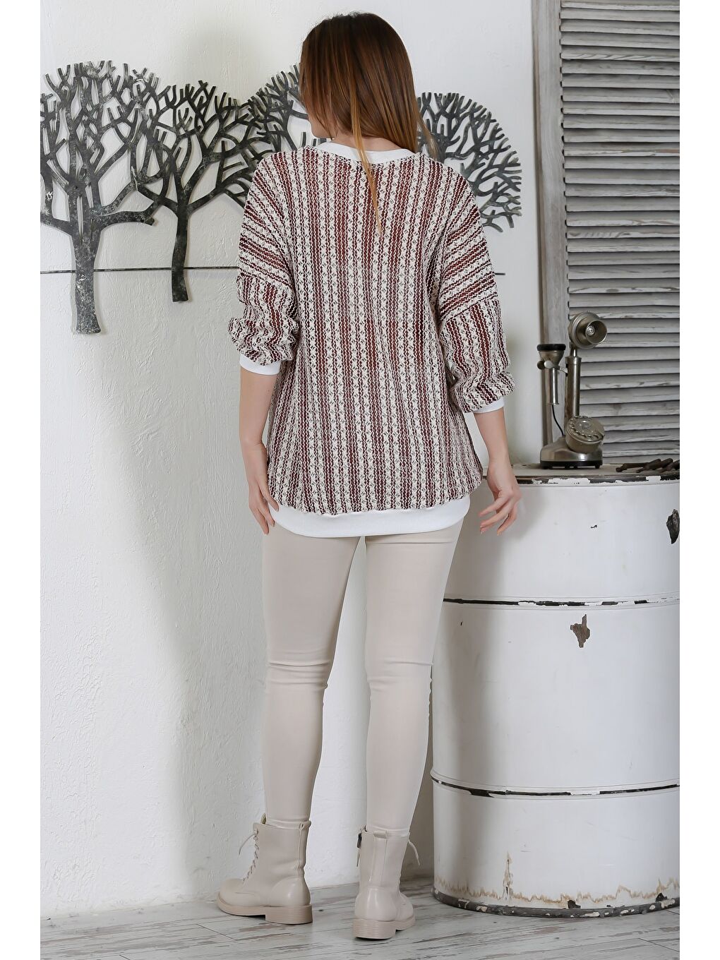 Kahverengi Sütlü Kahve Bomber Yaka Manşetli Kollu Fermuarlı Cepli Casual Dokuma Ceket 70 65-7