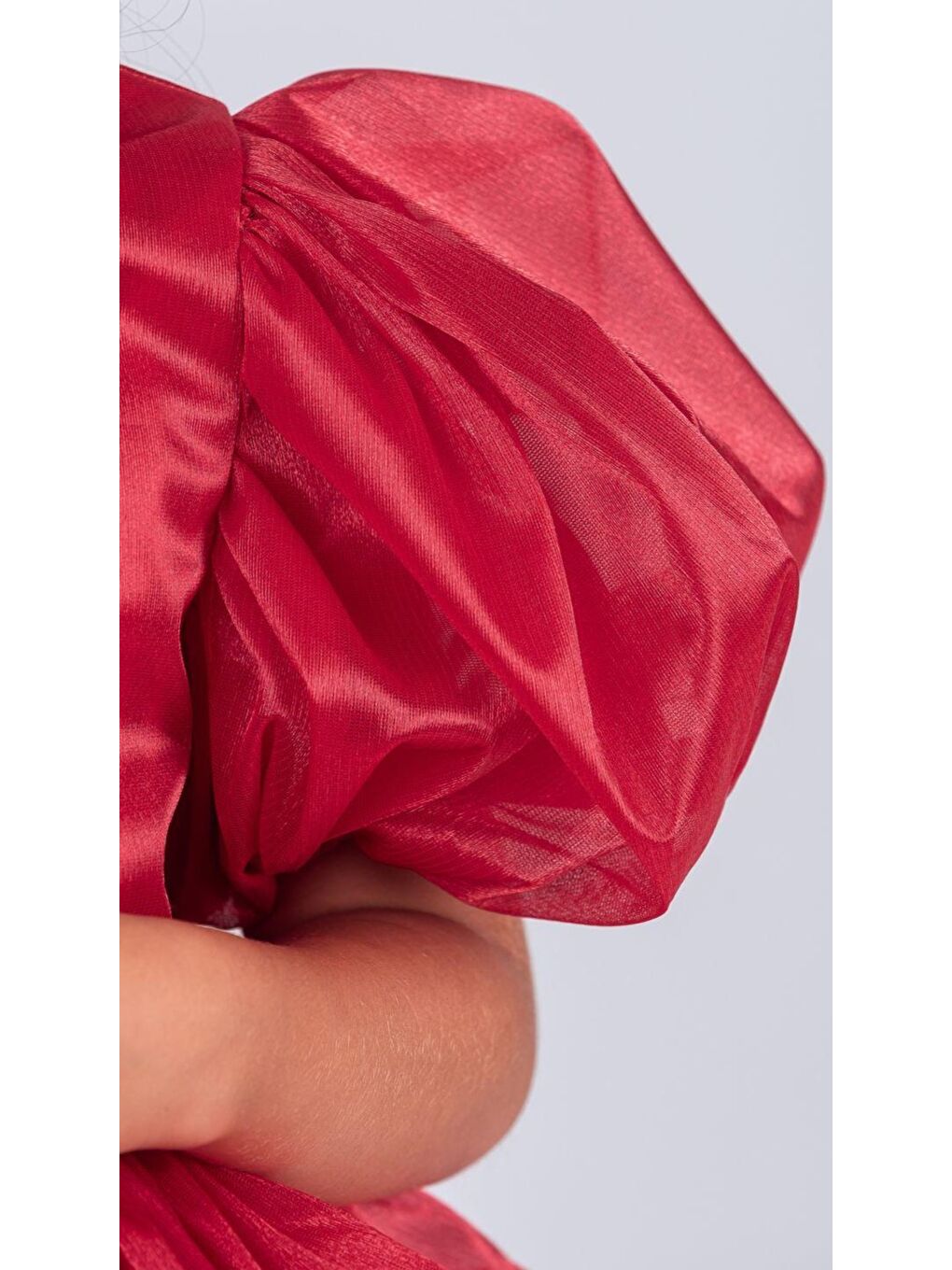 Kırmızı Kız Çocuk Eklenebilir Kuyruk Detaylı, Taçlı Aspendos Abiye Elbise M00758-2