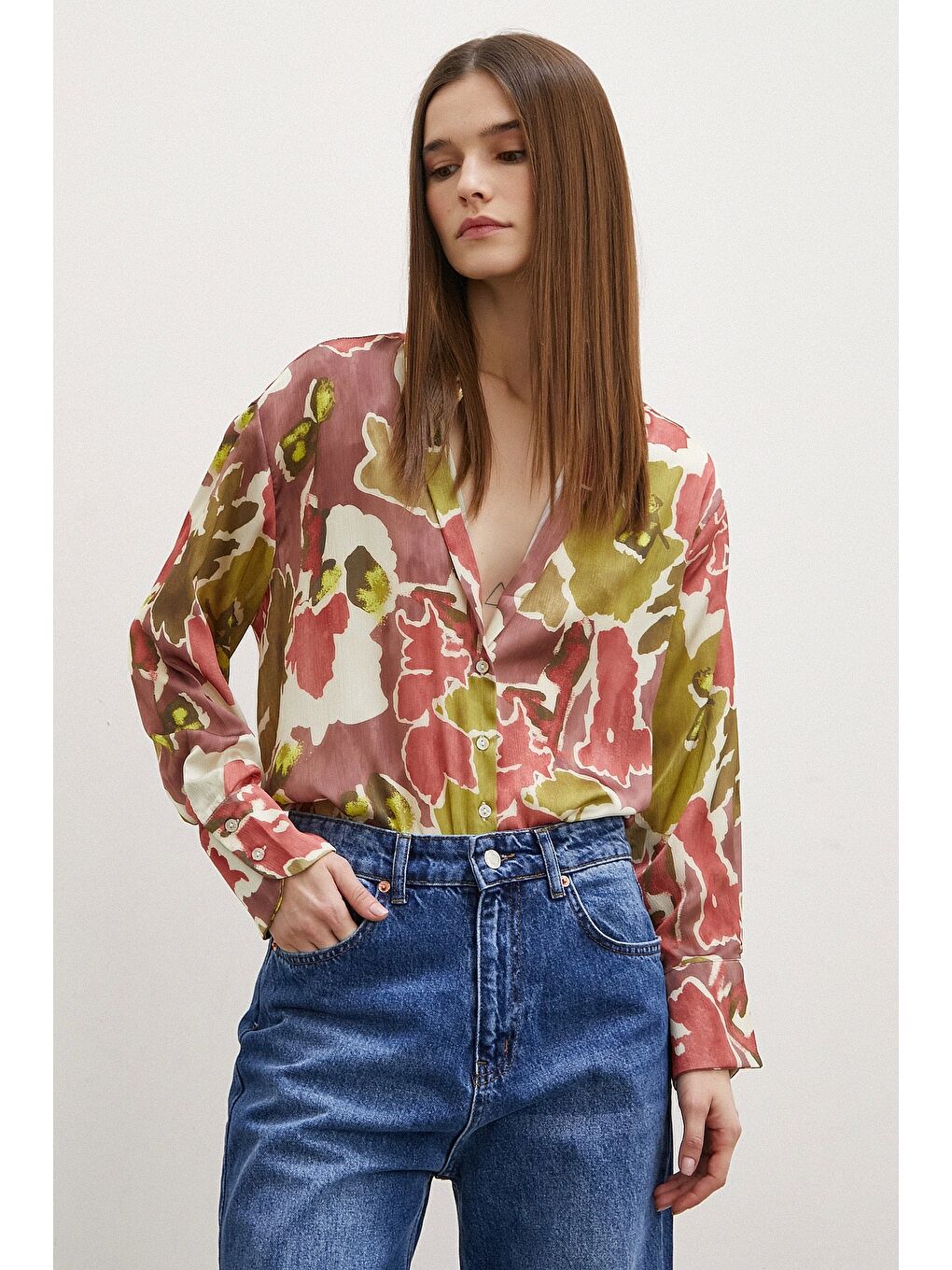 Desenli Gofret Gömlek Haki