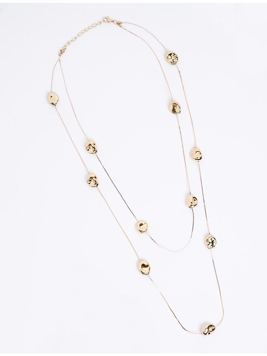 Sarı Altın Geometrik Figürlü İkili Zincir Kolye-1