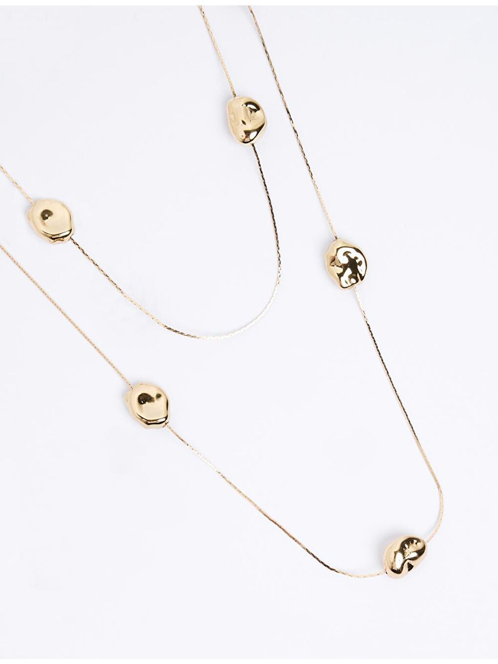 Sarı Altın Geometrik Figürlü İkili Zincir Kolye-2