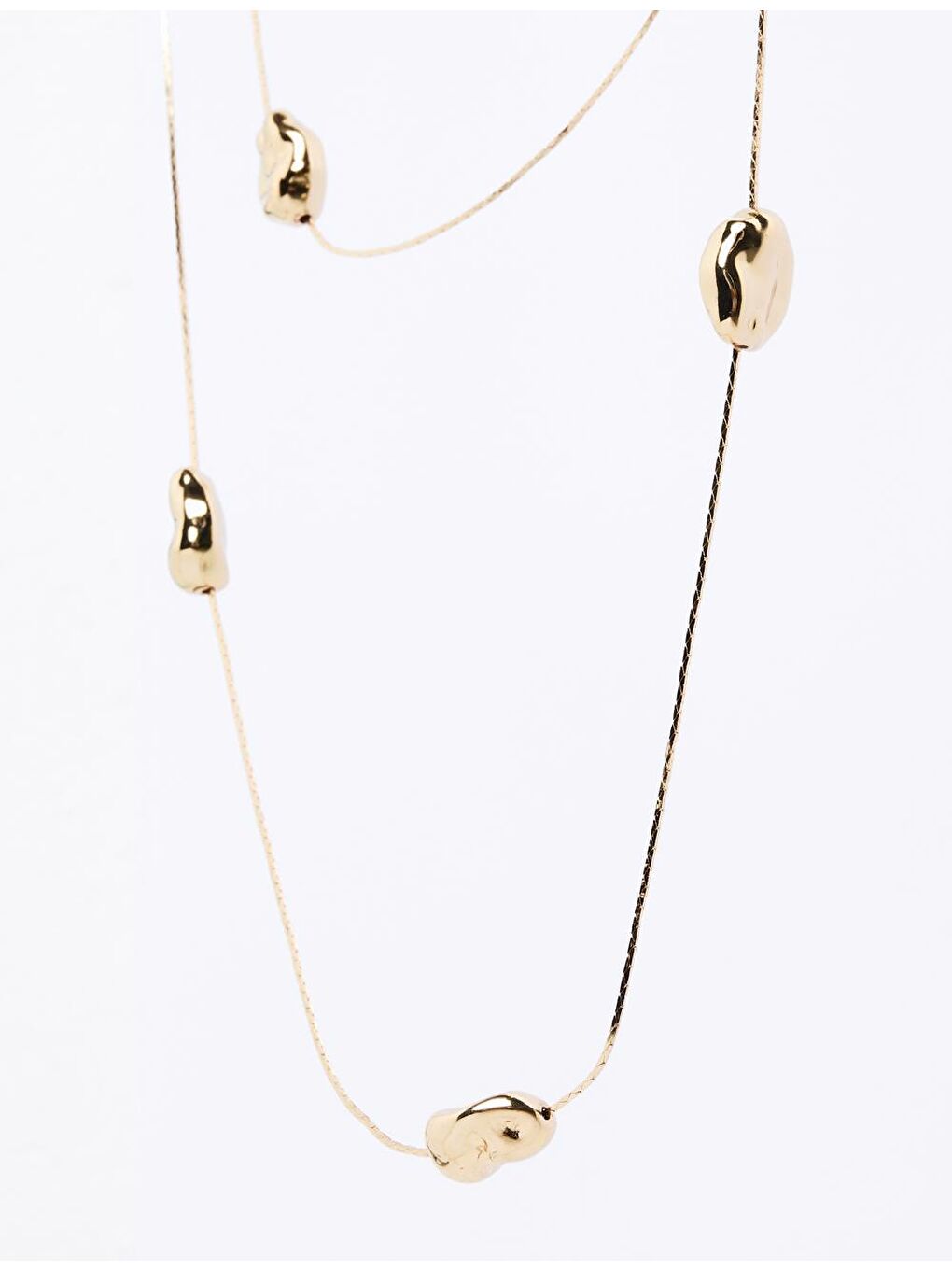 Sarı Altın Geometrik Figürlü İkili Zincir Kolye-4