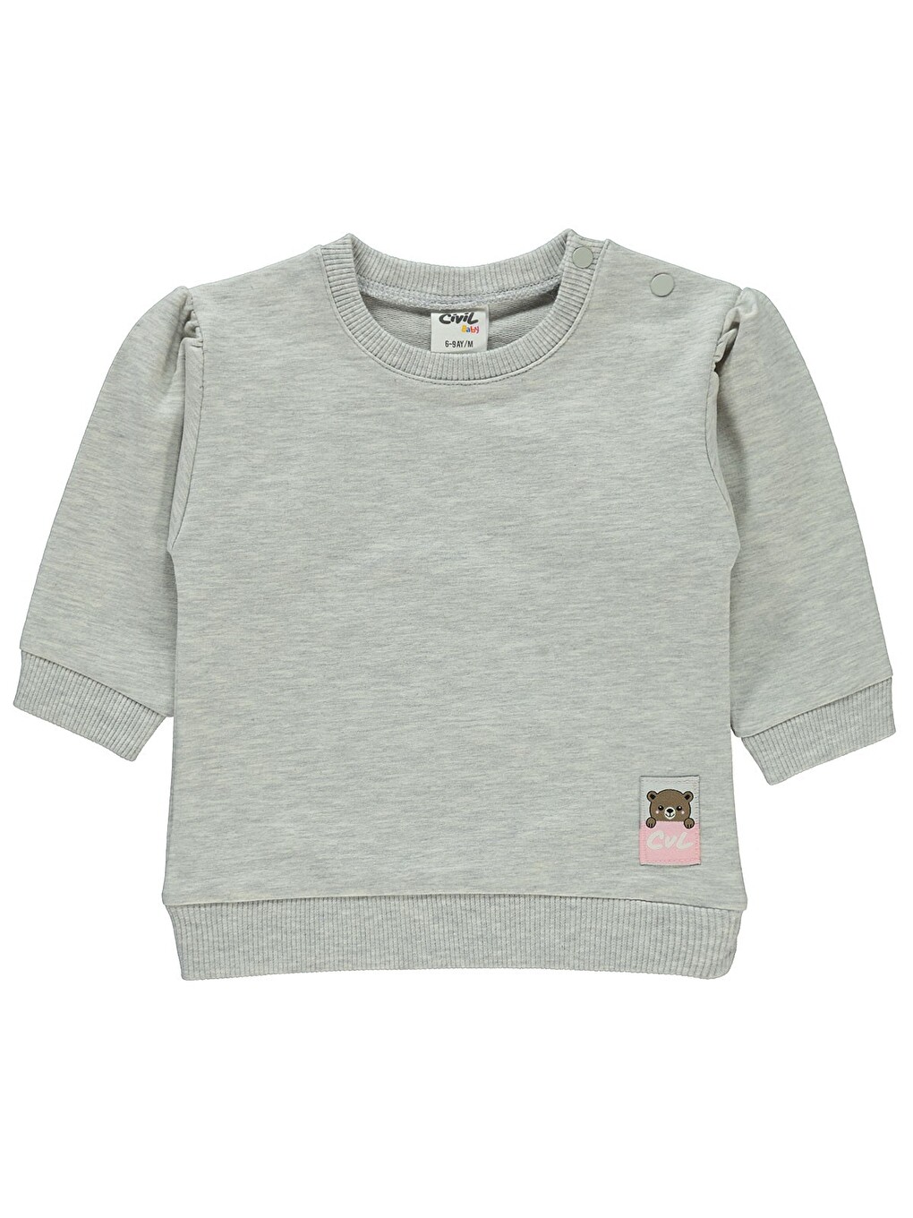 Beyaz Baby Basic Arma Etiketli 6-18 Ay Sweatshirt - Gri