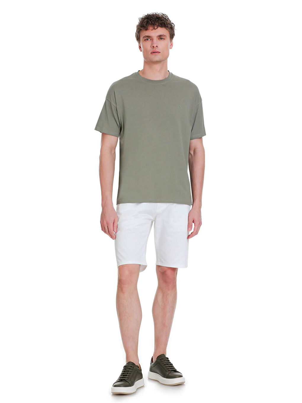 Gri Regular Fit 100% Pamuk Bisiklet Yaka  Tişört-1