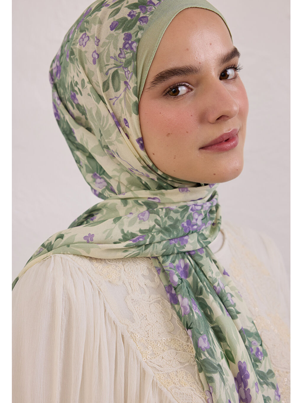 Yeşil Emmett Desen Rami Şal Mint-3