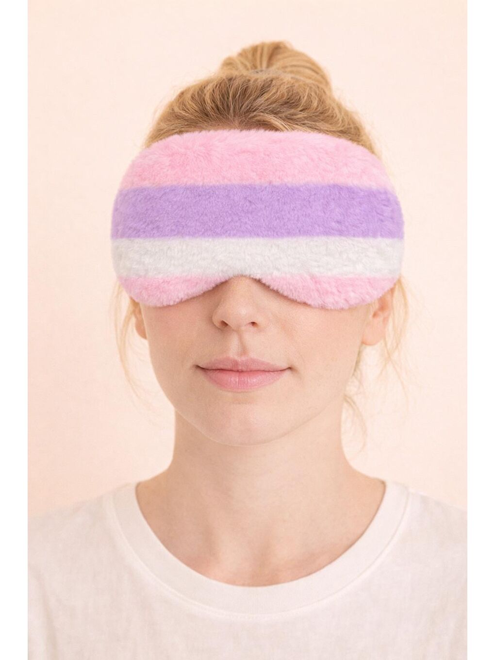 Renkli Şeritli Göz Uyku Bandı Pembe