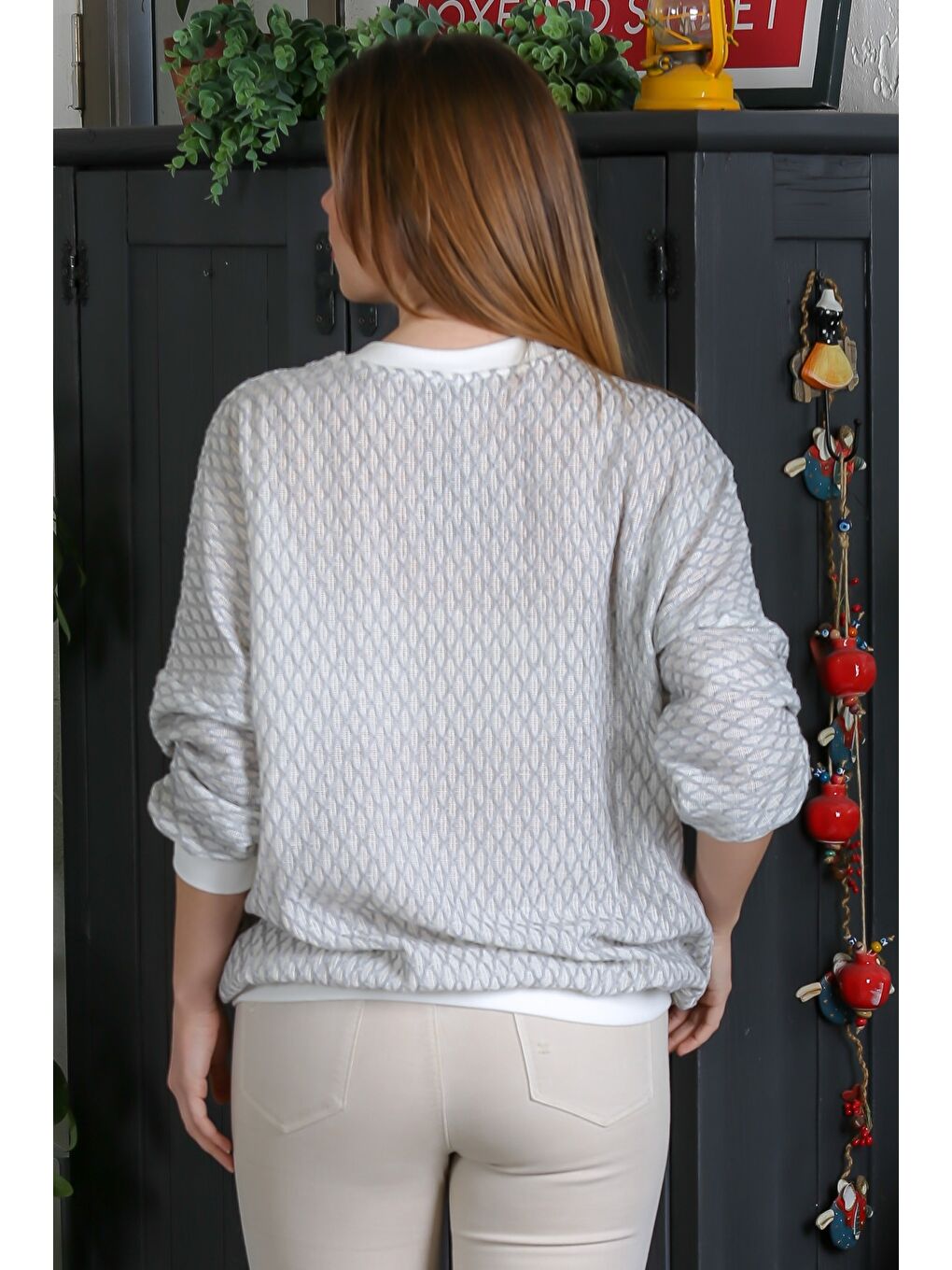 Bej Vizon Bomber Yaka Manşetli Kollu Fermuarlı Cepli Casual Dokuma Ceket 70 65-4