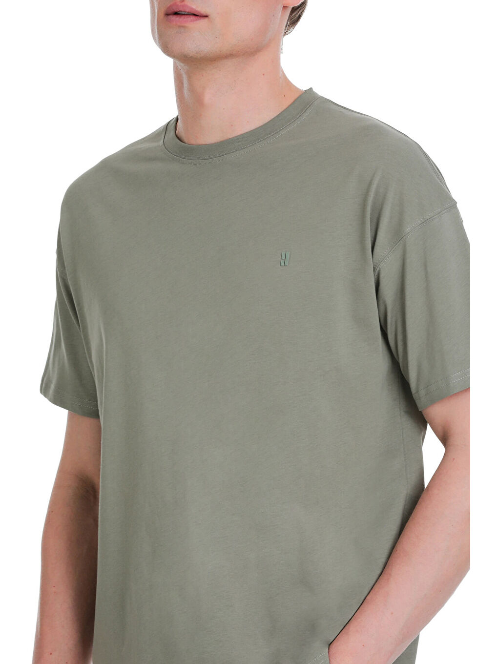 Gri Regular Fit 100% Pamuk Bisiklet Yaka  Tişört-3