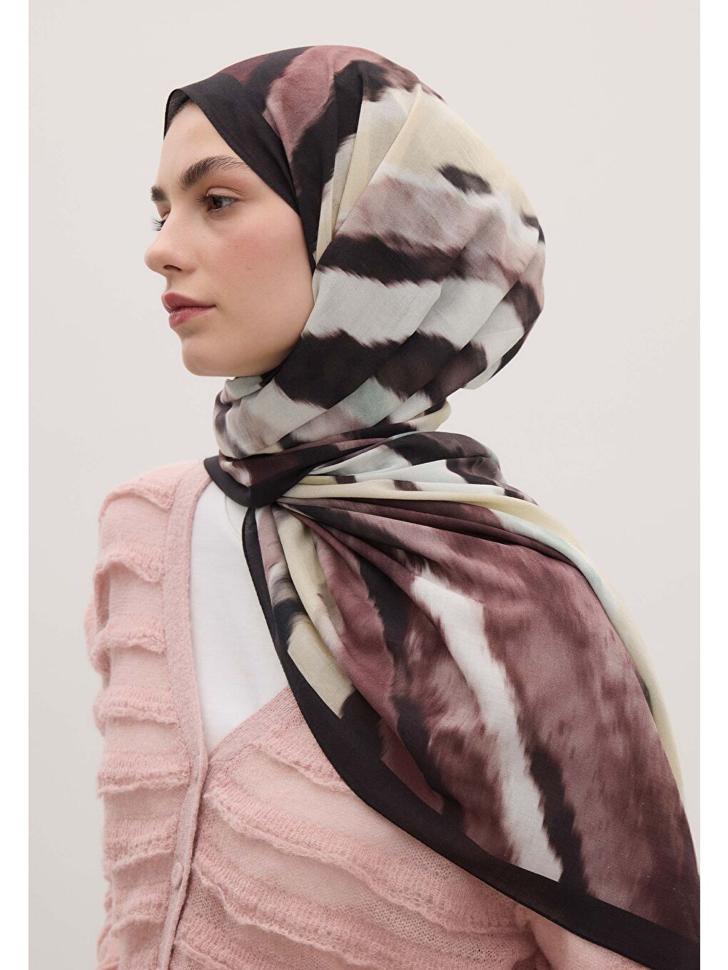 Tıe Dye Desen Şal Mürdüm-2