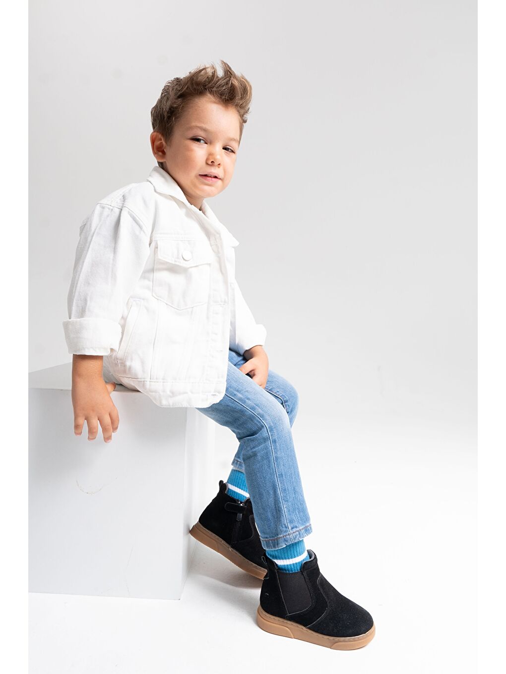 Erkek Çocuk Siyah Hakiki Deri Suya Dayanıklı Anatomik Günlük Bot-1