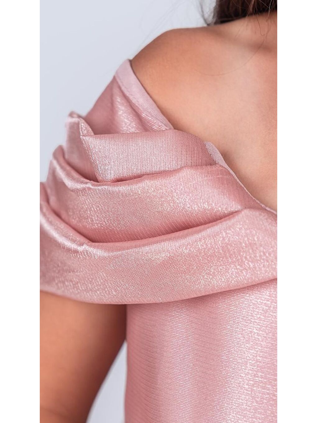 Pembe Kız Çocuk Düşük Omuz Detaylı Işıltılı Prenses Elbisesi M00760-1