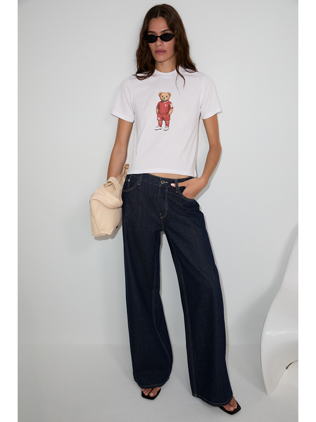 Umayana Kadın Yumuşak Ve %100 Organik Pamuklu Dünya Kupasına Özel Baskılı Beyaz T-shirt-3