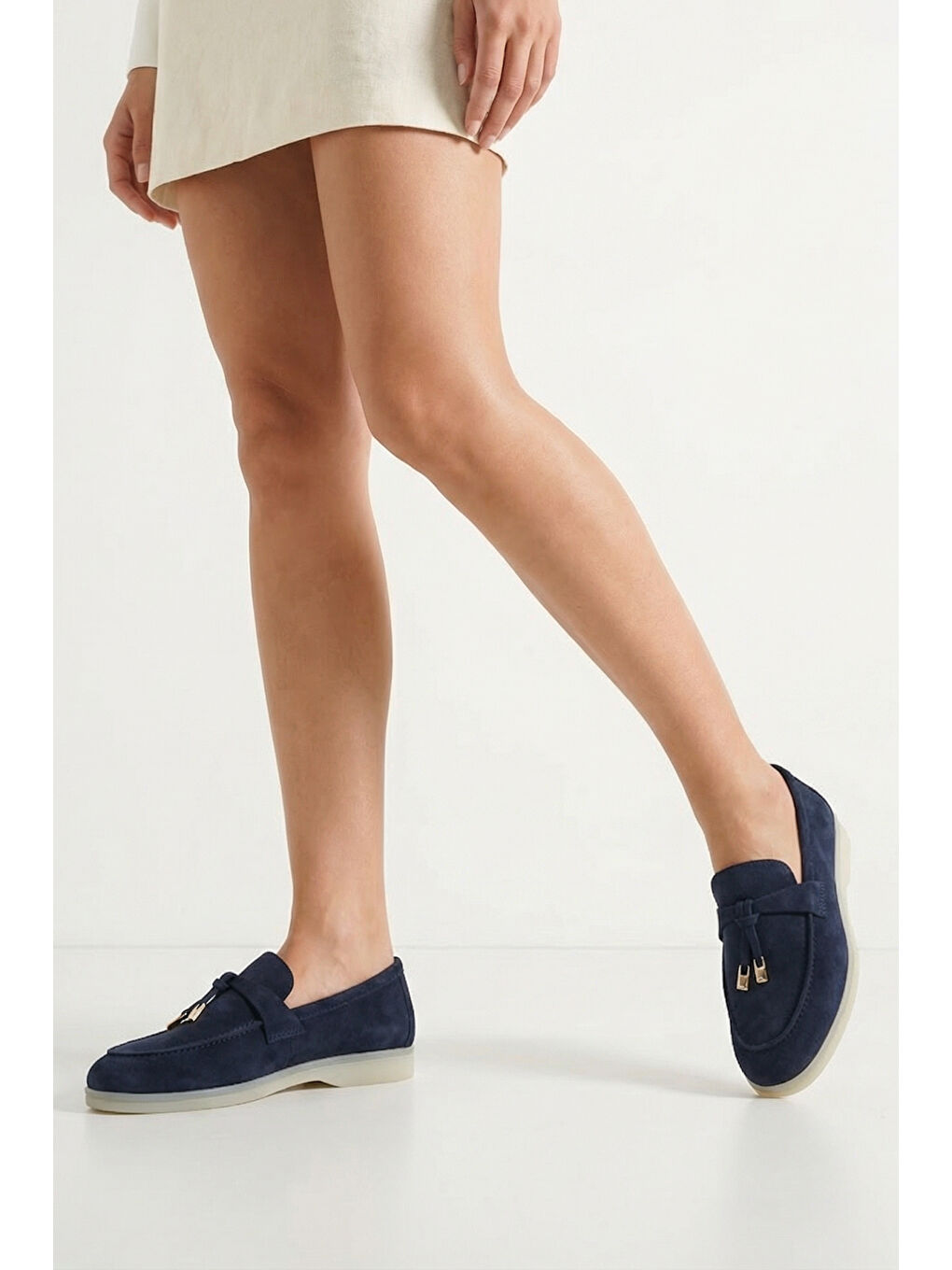 Lacivert Vikki Hakiki Deri Kadın Loafer-2