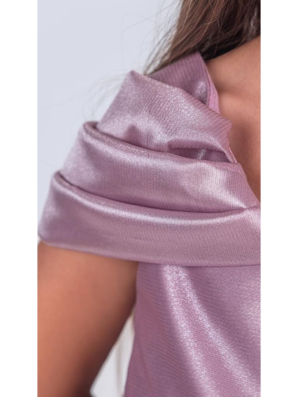 Lila Kız Çocuk Düşük Omuz Detaylı Işıltılı Prenses Elbisesi M00760-2