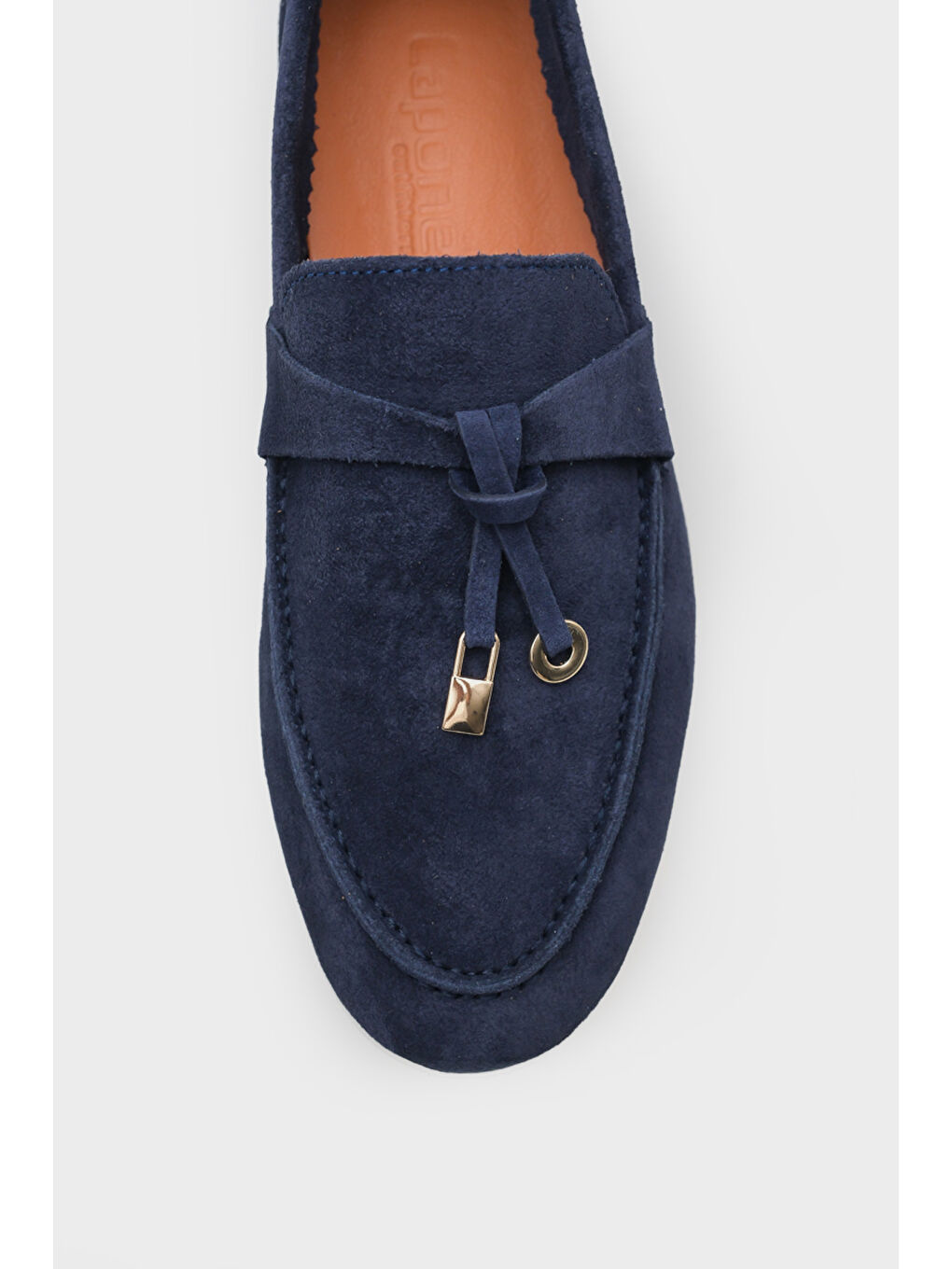 Lacivert Vikki Hakiki Deri Kadın Loafer-3