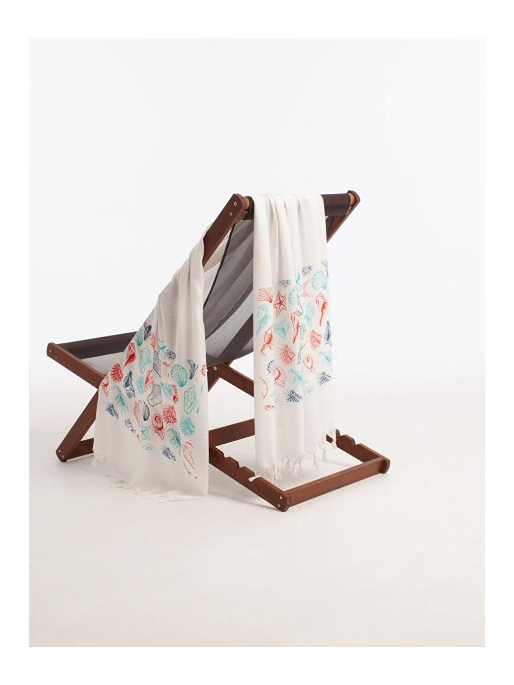 Ekru Baskılı Bambu Peştemal Plaj Havlusu DENIZKABUGU/90X180