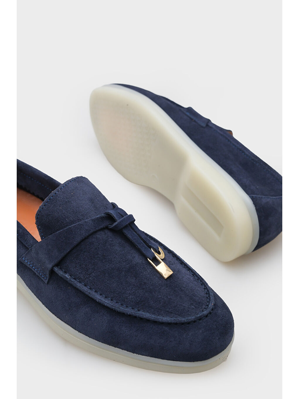 Lacivert Vikki Hakiki Deri Kadın Loafer-4