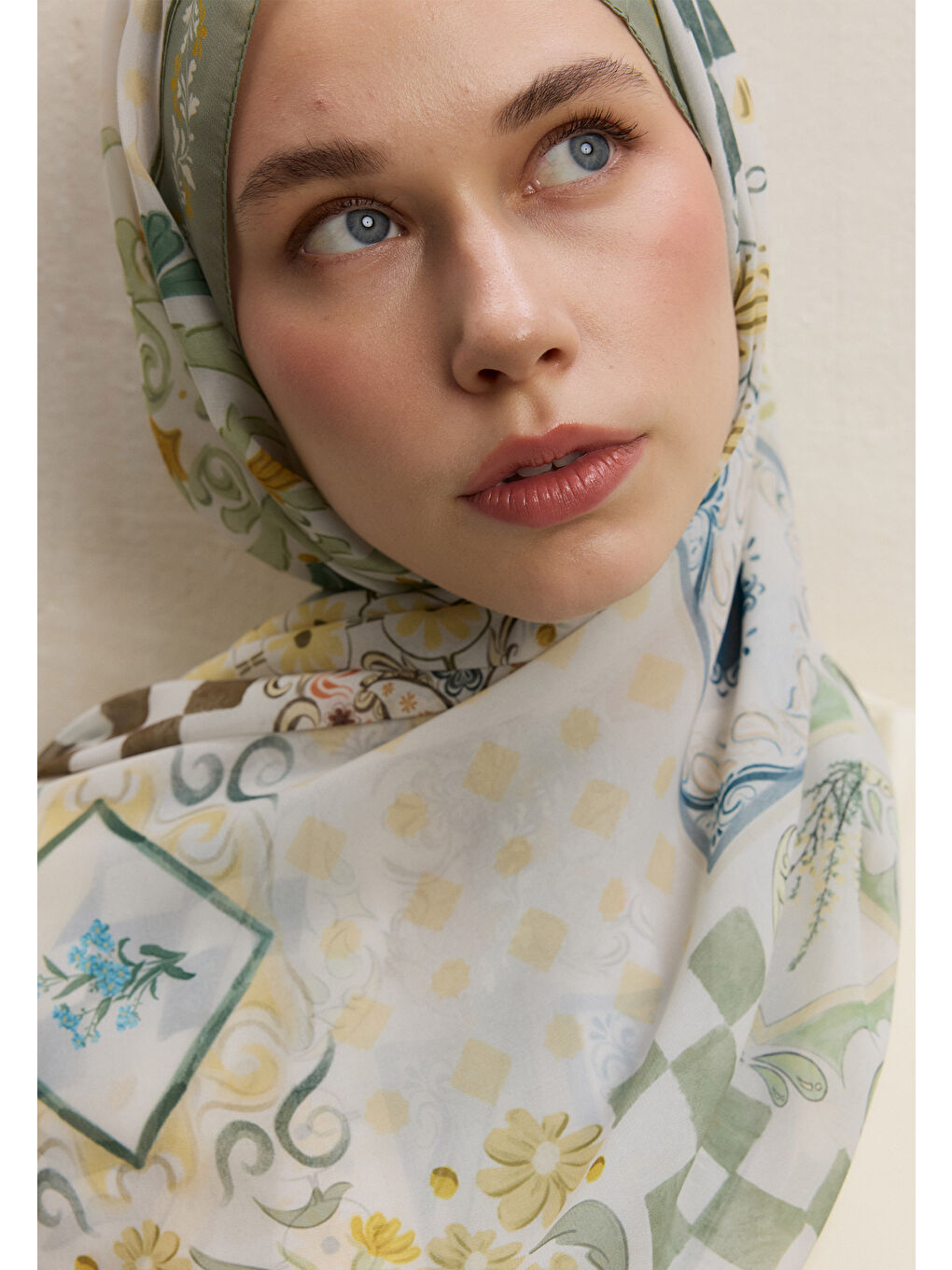 Bella Desen İpek Krep Şal Çağla Yeşili-2